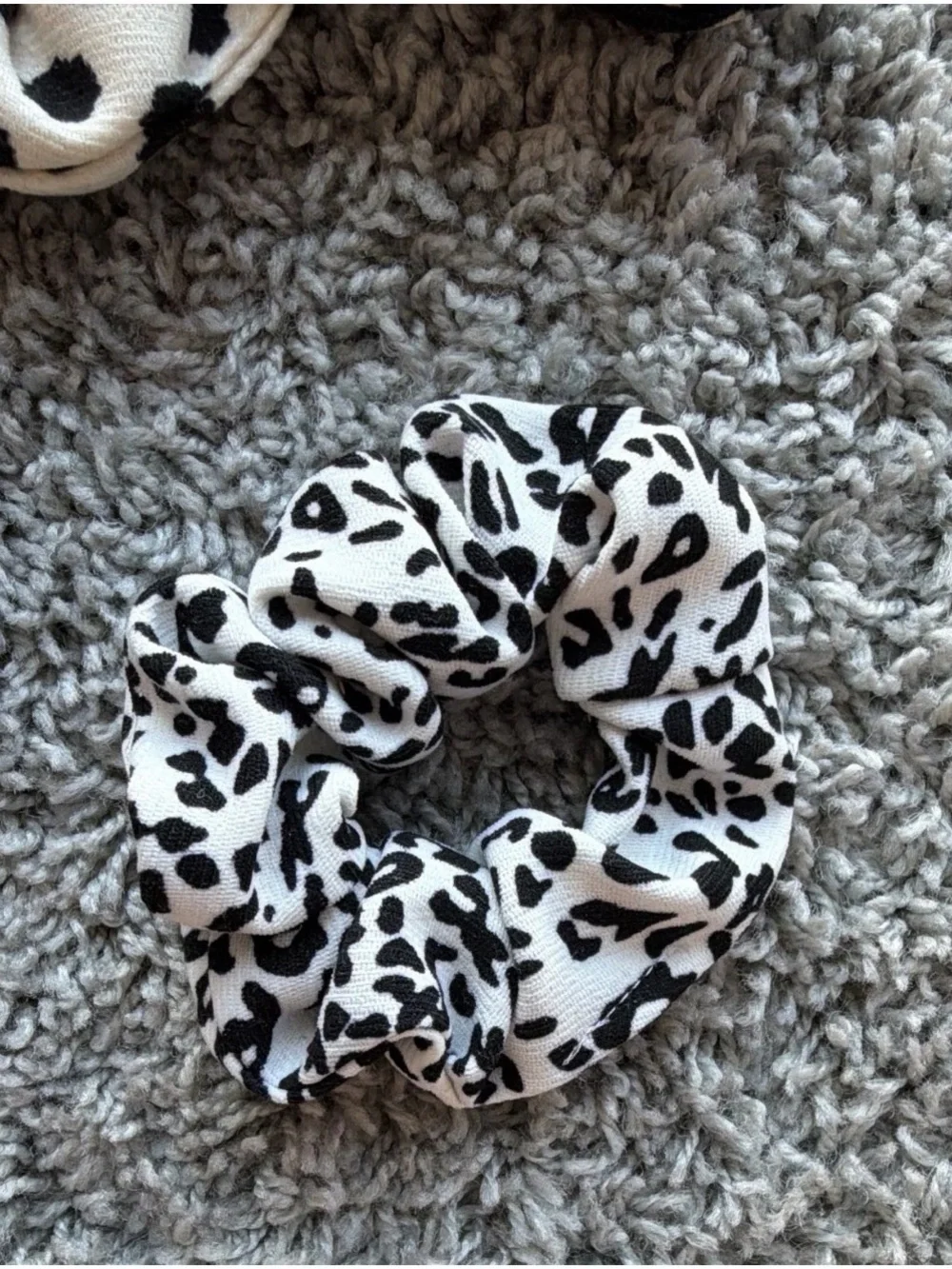 Animal Print Scrunchie Set - Black, White, Brown, Cream